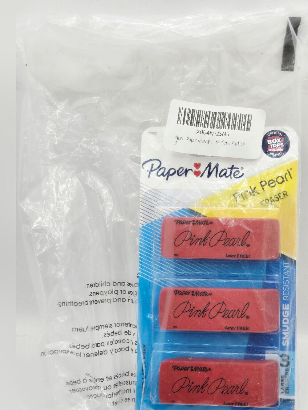 Paper Mate Pink Pearl Erasers 3 Pack Classic Latex-Free Clean Erasing School